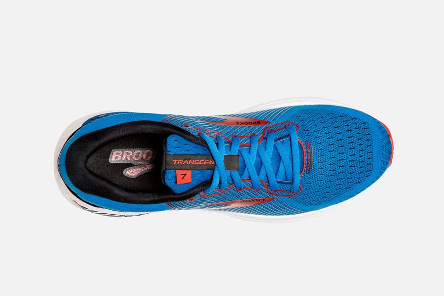 Brooks Israel Transcend 7 Road Running Shoes Mens - Blue/Red - RPV-054786